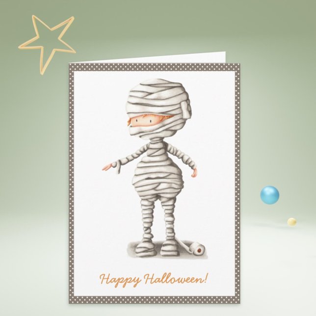 Funny Mummy Toilet Paper Son Halloween Holiday Card