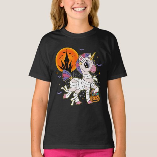 Funny Mummy Unicorn Halloween Costume T_Shirt