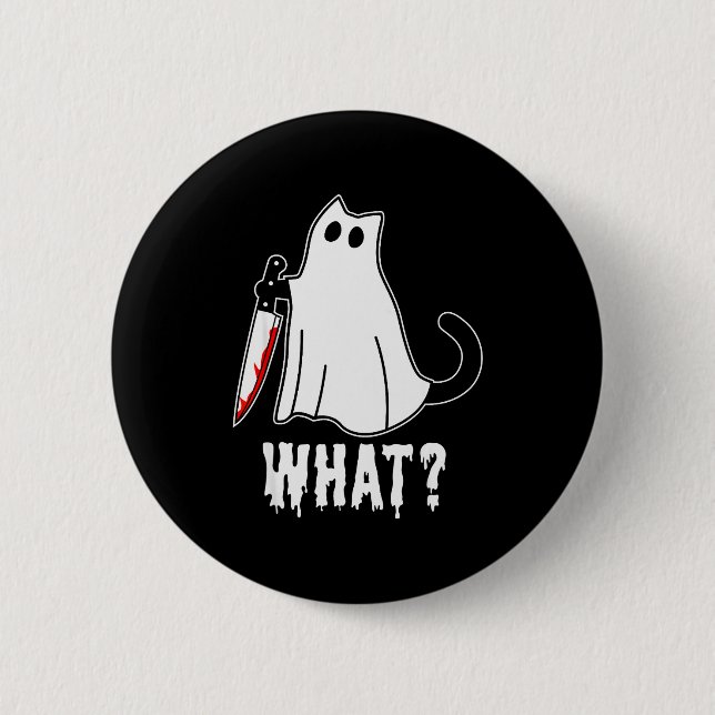 Funny Murder Cat Black Cat Murderous With Knife Ha Button (Front)