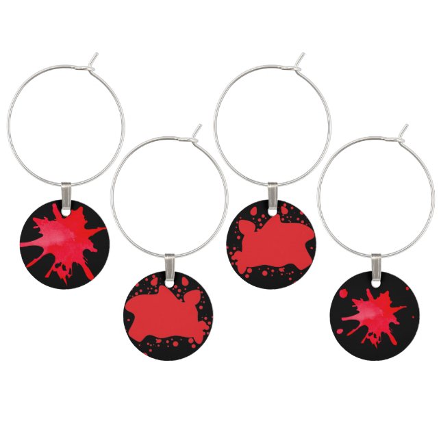 Funny Murder Mystery Halloween Party blood  Wine Charm (Staggered)