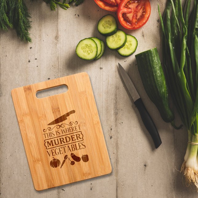 Funny Murder Vegetables Engraved  Cutting Board (Creator Uploaded)