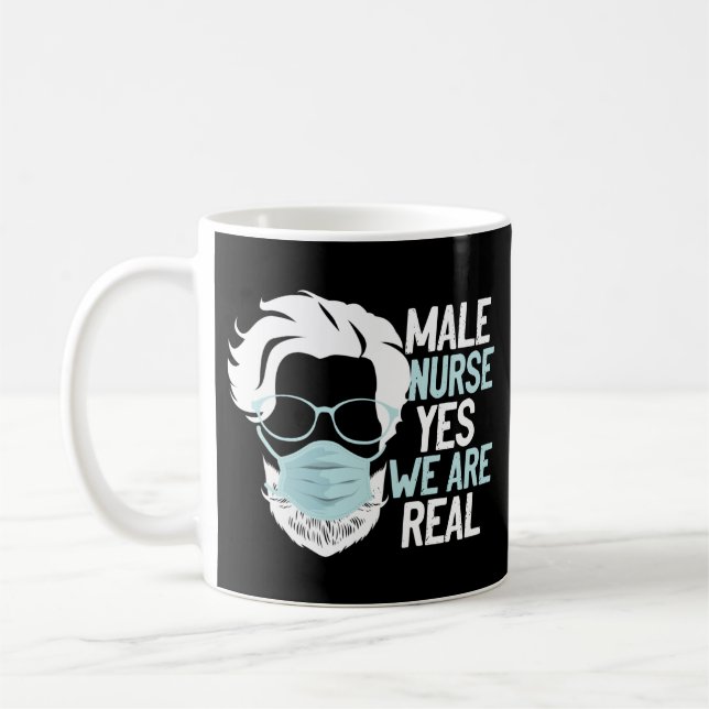 Funny Murse Male Nurse Yes We Are Real Beard Mask Coffee Mug (Left)