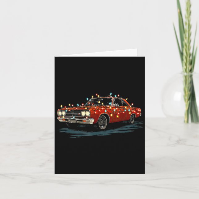 Funny Muscle Car Christmas Graphics Lights Lover  Card (Front)