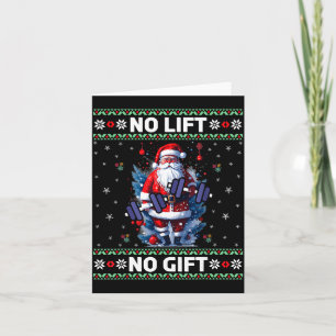 Funny Muscle Santa Lifting Ugly Christmas Sweater Card