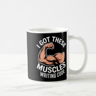 Funny muscles writing code saying programmer Funny Coffee Mug