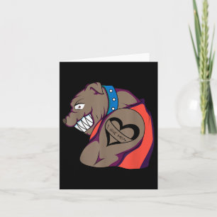Funny Muscular Bulldog Dog I Love Mom Tattoo Lover Card