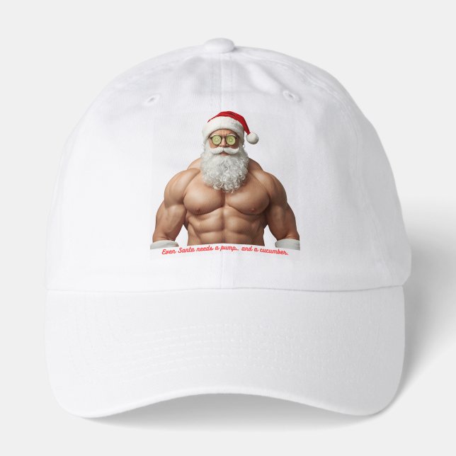Funny Muscular Santa Spa Hat – “Even Santa Needs (Front)