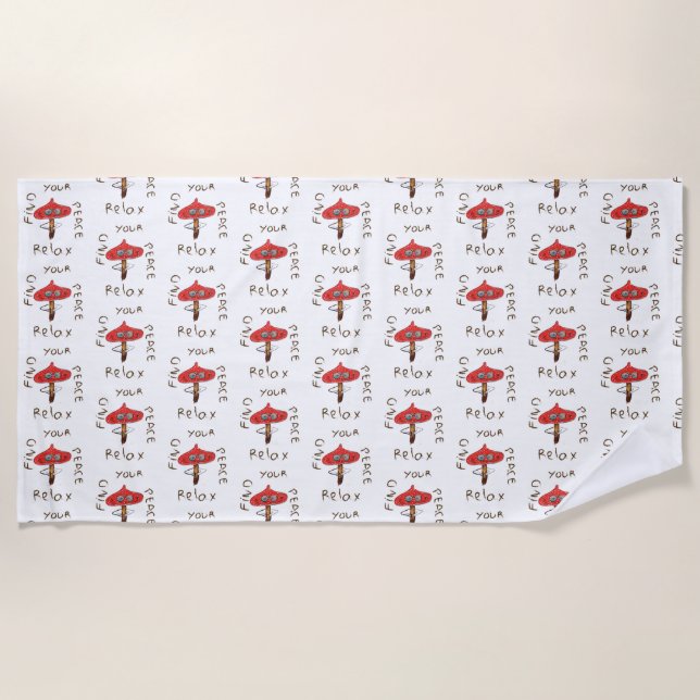 Funny Mushroom Art Beach Towel (Front)