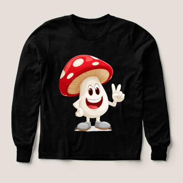 Funny Mushroom Cartoon Mascot T-shirt  Tri-Blend Shirts (Design Front)