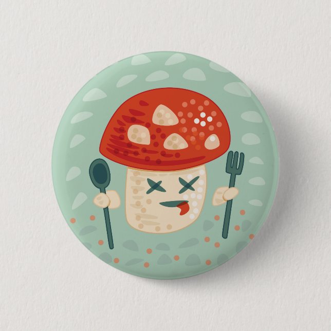 Funny Mushroom Food Character Weird Oddity Button (Front)