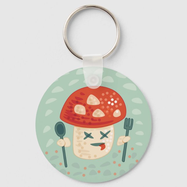 Funny Mushroom Food Character Weird Oddity Keychain (Front)