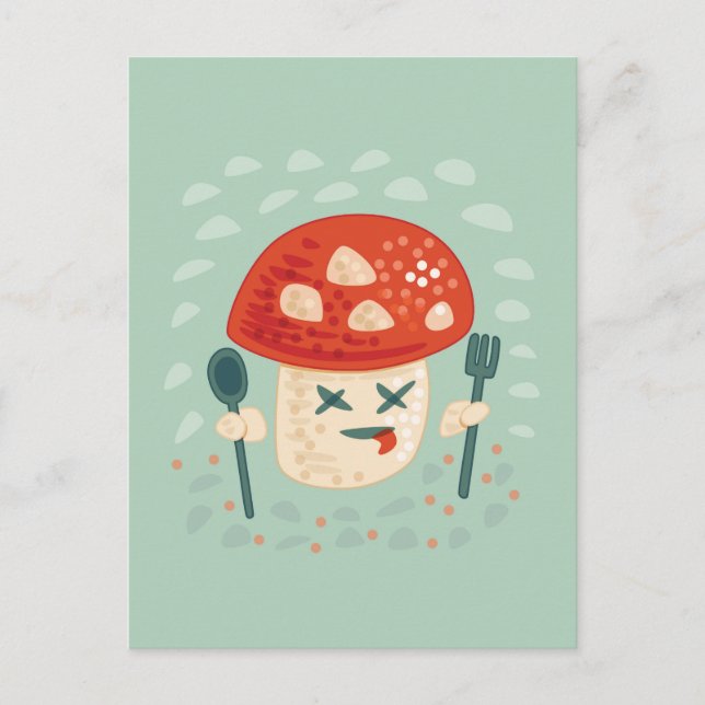 Funny Mushroom Food Character Weird Oddity Postcard (Front)