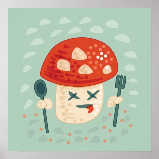 Funny Mushroom Food Character Weird Oddity Poster (Front)