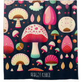 Mushrooms And Flowers Earth Tones Beige Retro 70s Shower Curtain, Zazzle  in 2023