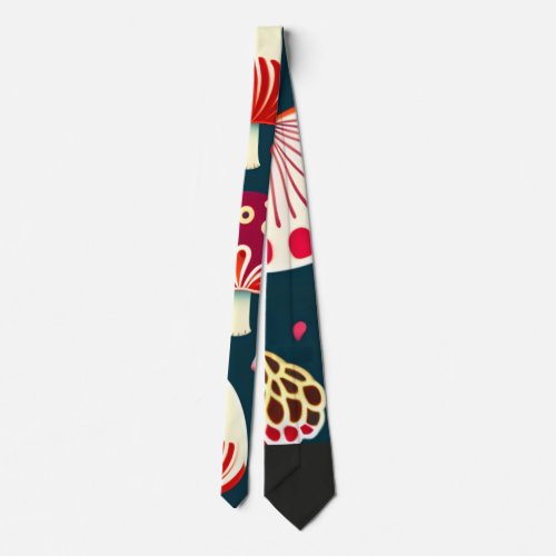 Funny mushroom Red White Watercolor Pattern Neck Tie