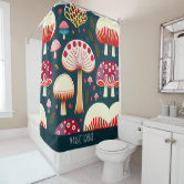 Mushrooms And Flowers Earth Tones Beige Retro 70s Shower Curtain, Zazzle  in 2023