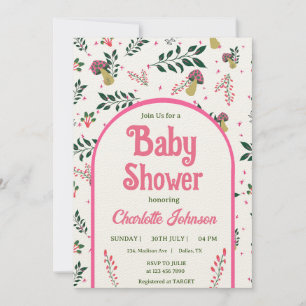 Funny Mushrooms and Fairy Tale Garden Baby Shower Invitation
