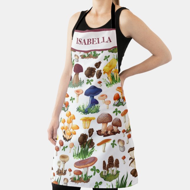 Funny Mushrooms Illustration Apron (Insitu)