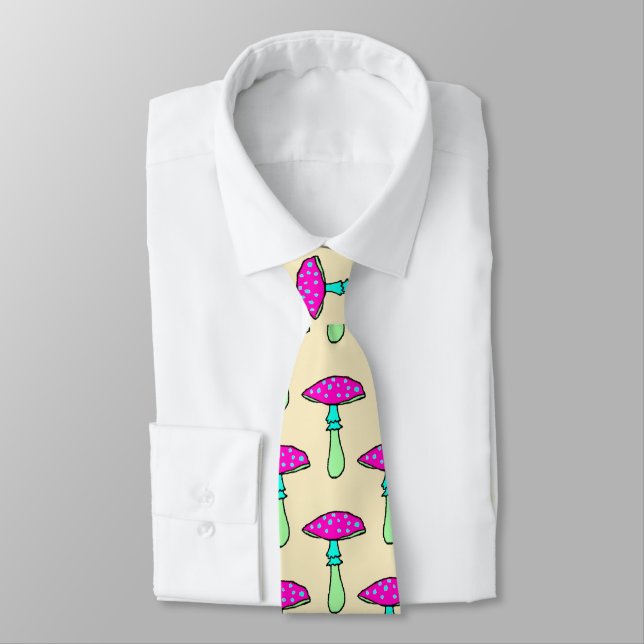 Funny mushrooms Neck Tie (Tied)