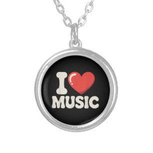 Funny Music Art for Men Women Music Teacher Themed Silver Plated Necklace
