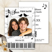 Funny Music Black and White Photo Save the Date