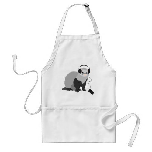 Funny Music Lover Ferret Adult Apron