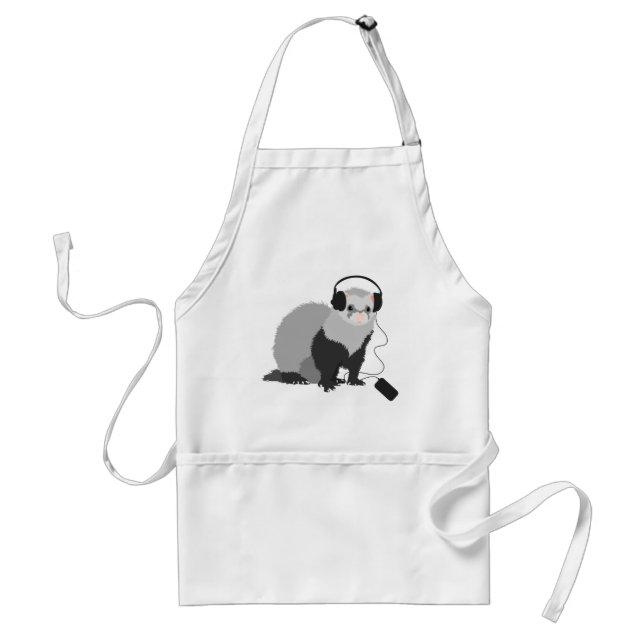 Funny Music Lover Ferret Adult Apron (Front)