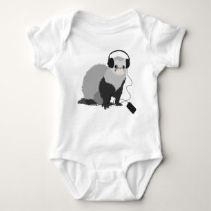 Funny Music Lover Ferret Baby Bodysuit