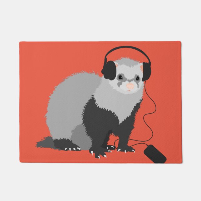Funny Music Lover Ferret Doormat (Front)