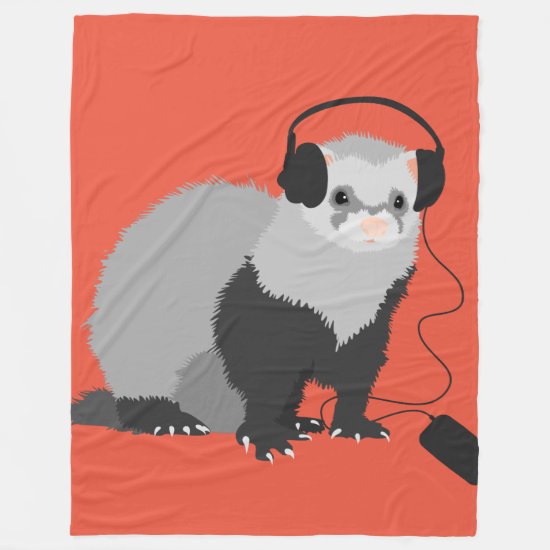 Funny Music Lover Ferret Fleece Blanket