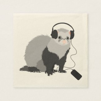 Funny Music Lover Ferret Napkin