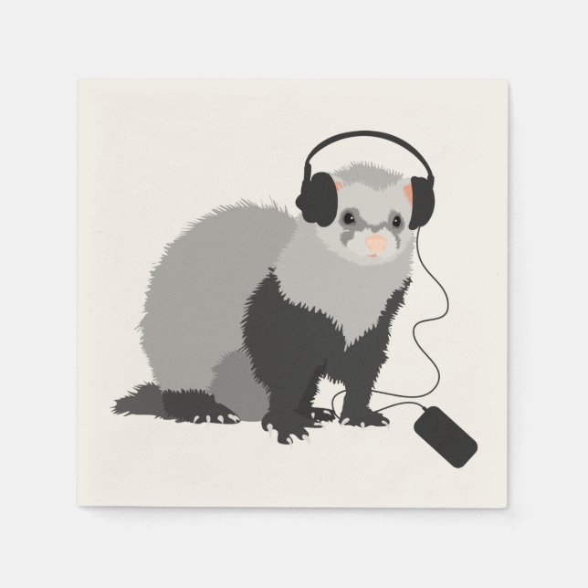 Funny Music Lover Ferret Napkins (Front)