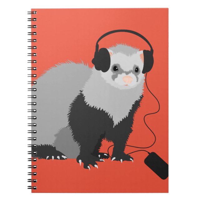 Funny Music Lover Ferret Notebook (Front)