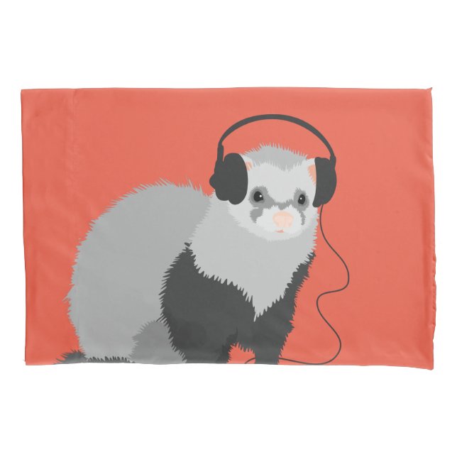 Funny Music Lover Ferret Pillow Case (Front)