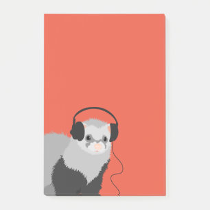 Funny Music Lover Ferret Post-it Notes