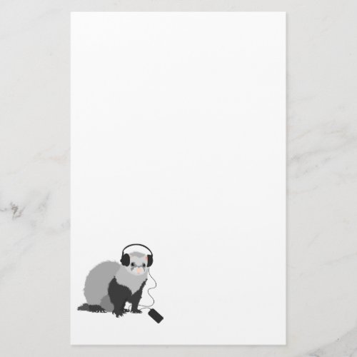 Funny Music Lover Ferret Stationery