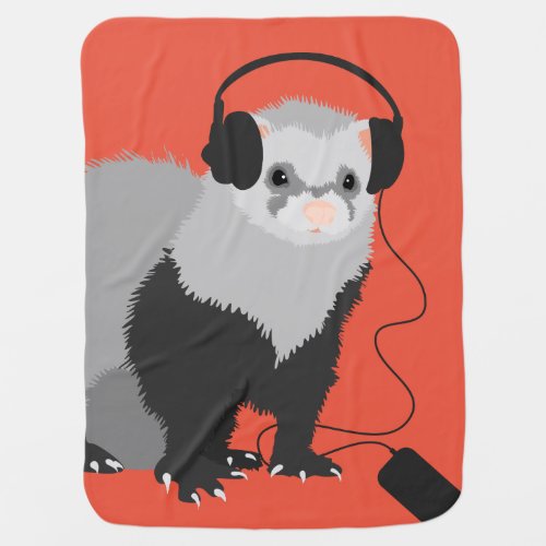 Funny Music Lover Ferret Swaddle Blanket