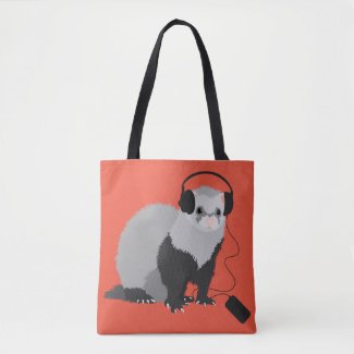 Funny Music Lover Ferret Tote Bag
