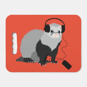 Funny Music lover Ferret With Headphones Seat Cushion by borianag at Zazzle