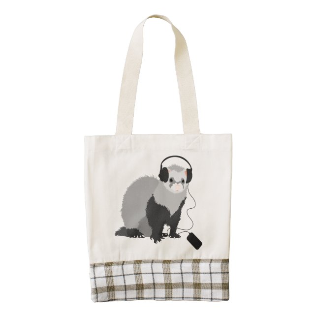 Funny Music Lover Ferret Zazzle HEART Tote Bag (Front)
