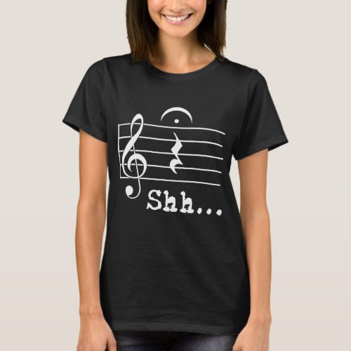 Funny Music Note Gifts Musician _ Shh Quarter Rest T_Shirt