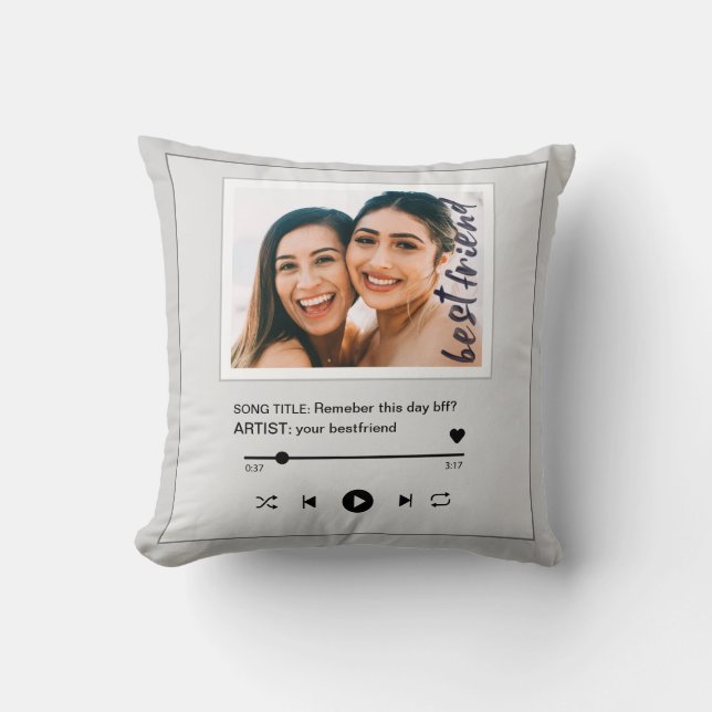funny music player bestfriend photo keepsake throw pillow (Front)