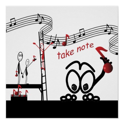 Funny Music Take Note Musician Sq Poster