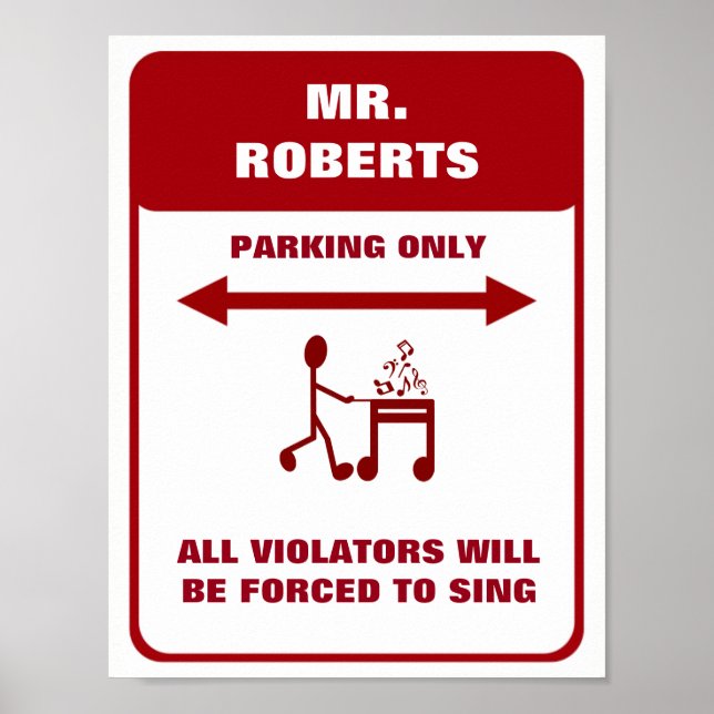 Funny Music Teacher Parking Poster- Customizable Poster (Front)