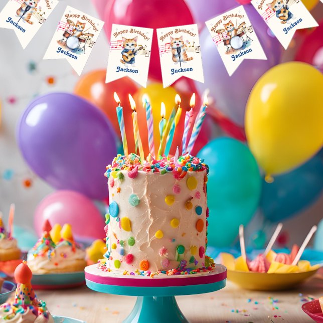 Funny Musical Cats Karaoke Kids Birthday Party  Bunting Flags (Creator Uploaded)