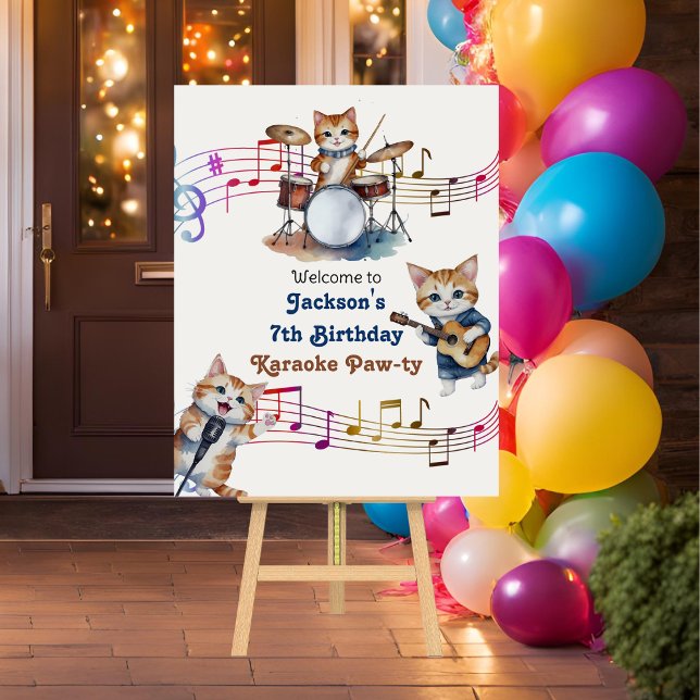 Funny Musical Cats Karaoke Kids Birthday Party  Foam Board (Creator Uploaded)
