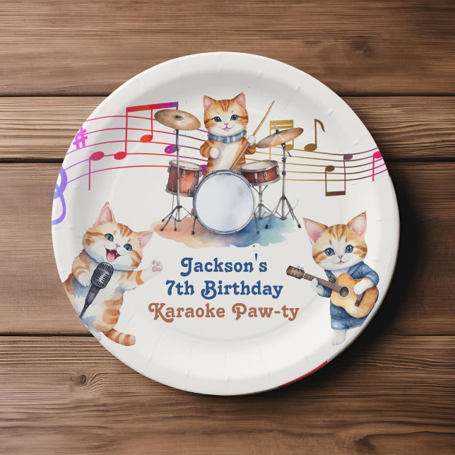 Funny Musical Cats Karaoke Kids Birthday Party  Paper Plates (Creator Uploaded)