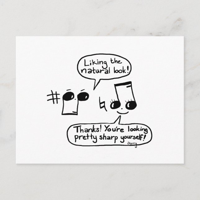 Funny Musical Compliments Cartoon: Version II Postcard (Front)