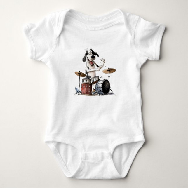 Funny Musical Dog Baby Bodysuit (Front)