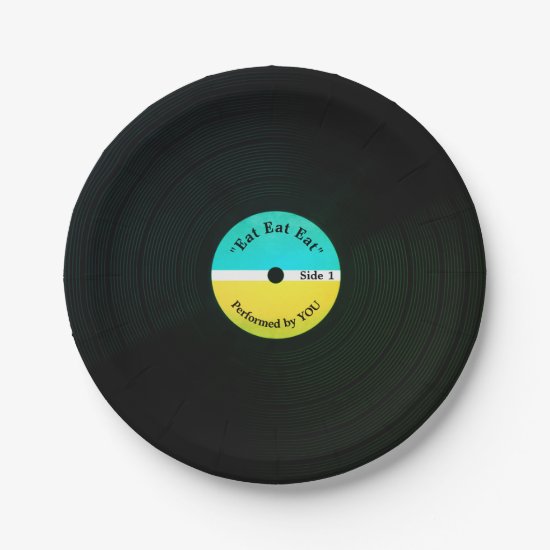 Funny musical look vinyl eating record plate cover